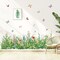 Green Grass Wall Corner Stickers Flowers Butterflies Wildflower Baseboard (Multi)
